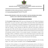 Government of Saint Lucia: Programme for Education, Realignment and Transformation (PERT) - Procurement Officer 