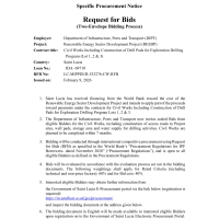 Government of Saint Lucia - Civil Works Including Construction of Drill Pads for Exploration Drilling Program (Lot 1, 2 & 3)