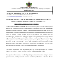 Government of Saint Lucia:  Programme for Education, Realignment and Transformation (PERT)  - Communication Officer 